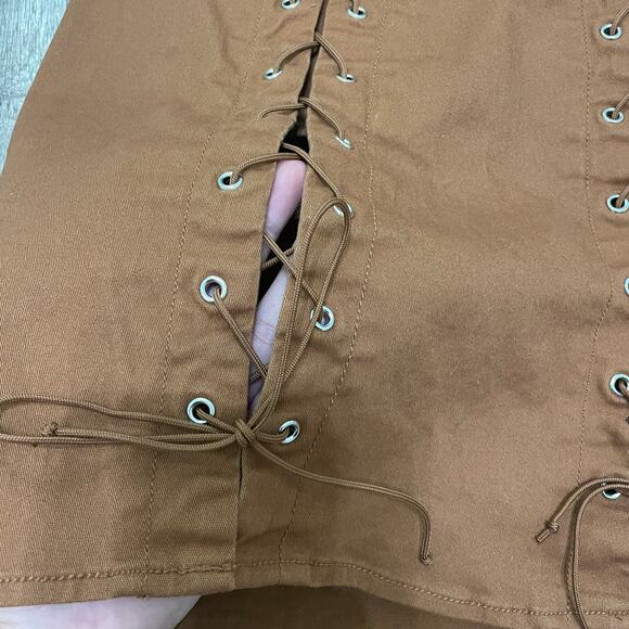 Brown Lace-Up Mini Skirt – Women’s XS/S (Stretch Fit) - Picture 4 of 7